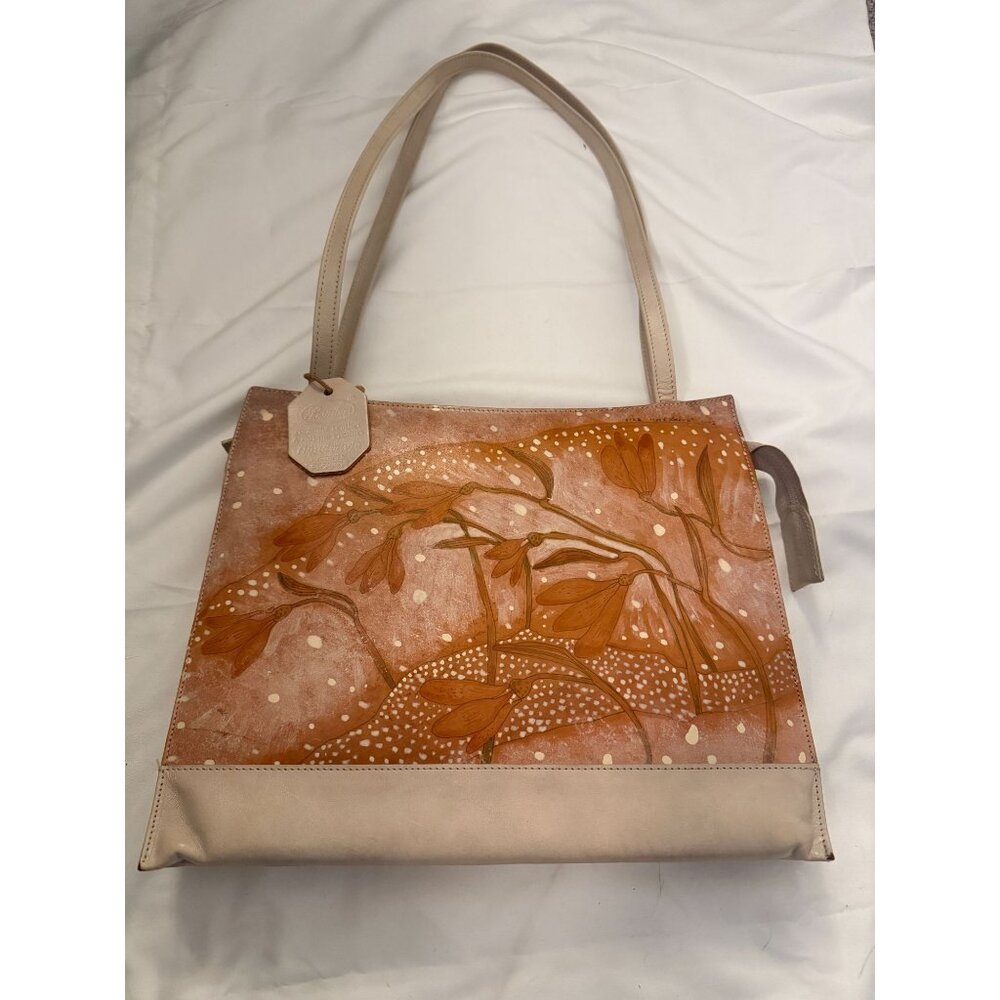 Bambas Hand Painted Genuine Leather Purse Artist Signed Floral Design OOAK